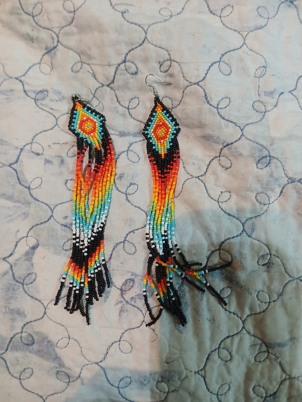 Hippy Rainbow Multicolor Beaded Fringe Earrings